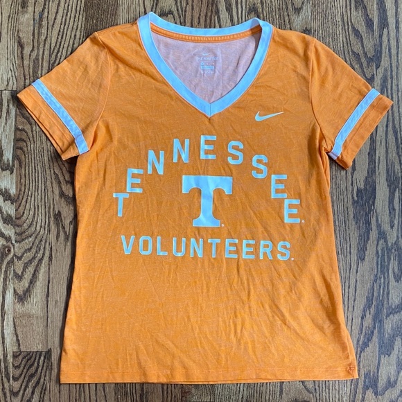 Women’s Nike orange TN Volunteers performance slub retro v-neck short sleeve, M. - Picture 1 of 10